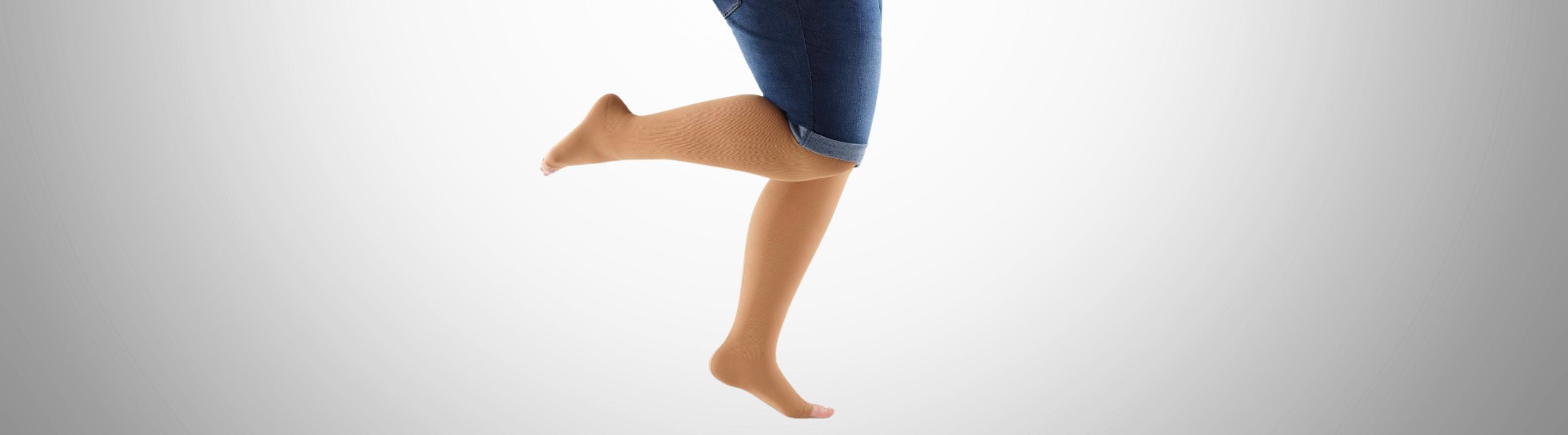 woman wearing lipoedema compression stockings