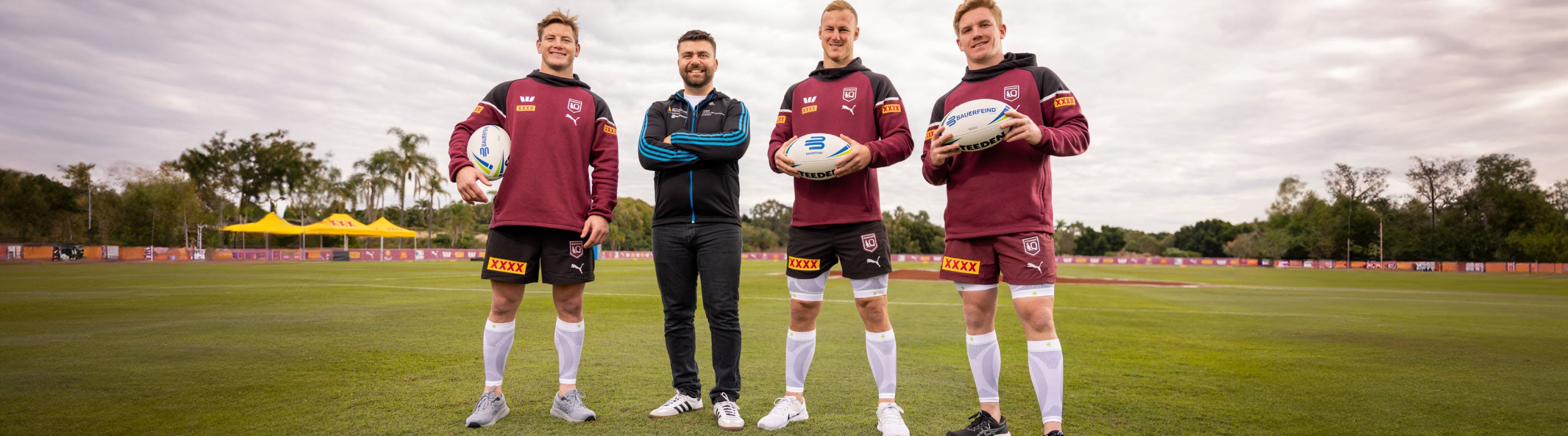 3 QLD Maroons Players with Walid Yassine, Bauerfeind's Managing Director