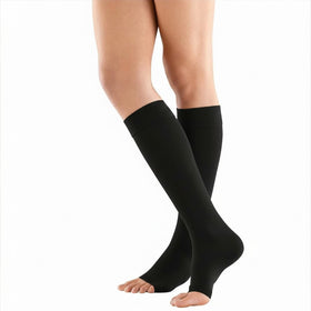 VenoTrain Impuls Compression Stockings, Knee High, Class 2, Open Toe, Black