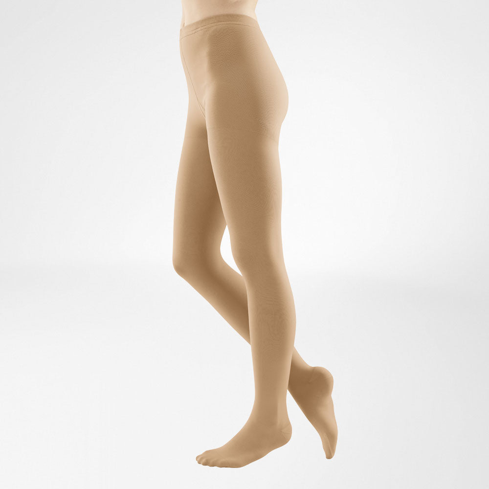 VenoTrain Micro Compression Stockings, Pantyhose, Class 2, Closed Toe, Caramel