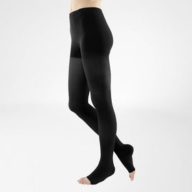 VenoTrain Micro Compression Stockings, Pantyhose, Class 2, Open Toe, Black