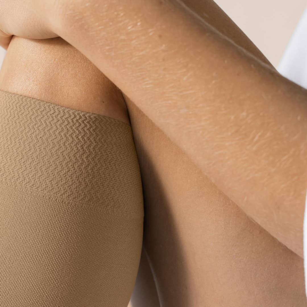 VenoTrain Micro Compression Stockings, Knee High, Class 1, Open Toe, Caramel
